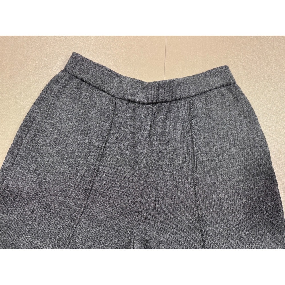 St. John Basics Gray Knit Wide Leg Crop Pants Front Seam Size 4 Made in USA - Picture 6 of 7